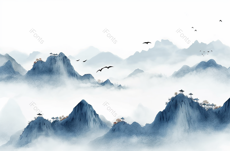 秀丽山脉云雾水墨中国风背景,插画/手绘图,插画/手绘图库,插画/手绘图下载,插画/手绘